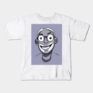 Smiling face without teeth Old age man secret of happiness whimsical expression Kids T-Shirt